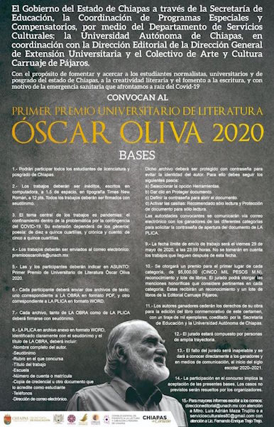 Primer Premio Universitario de Literatura Óscar Oliva 2020 / Código Nucú