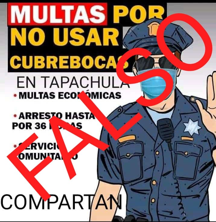 Tapachula desmiente que habrá multas por no usar cubrebocas