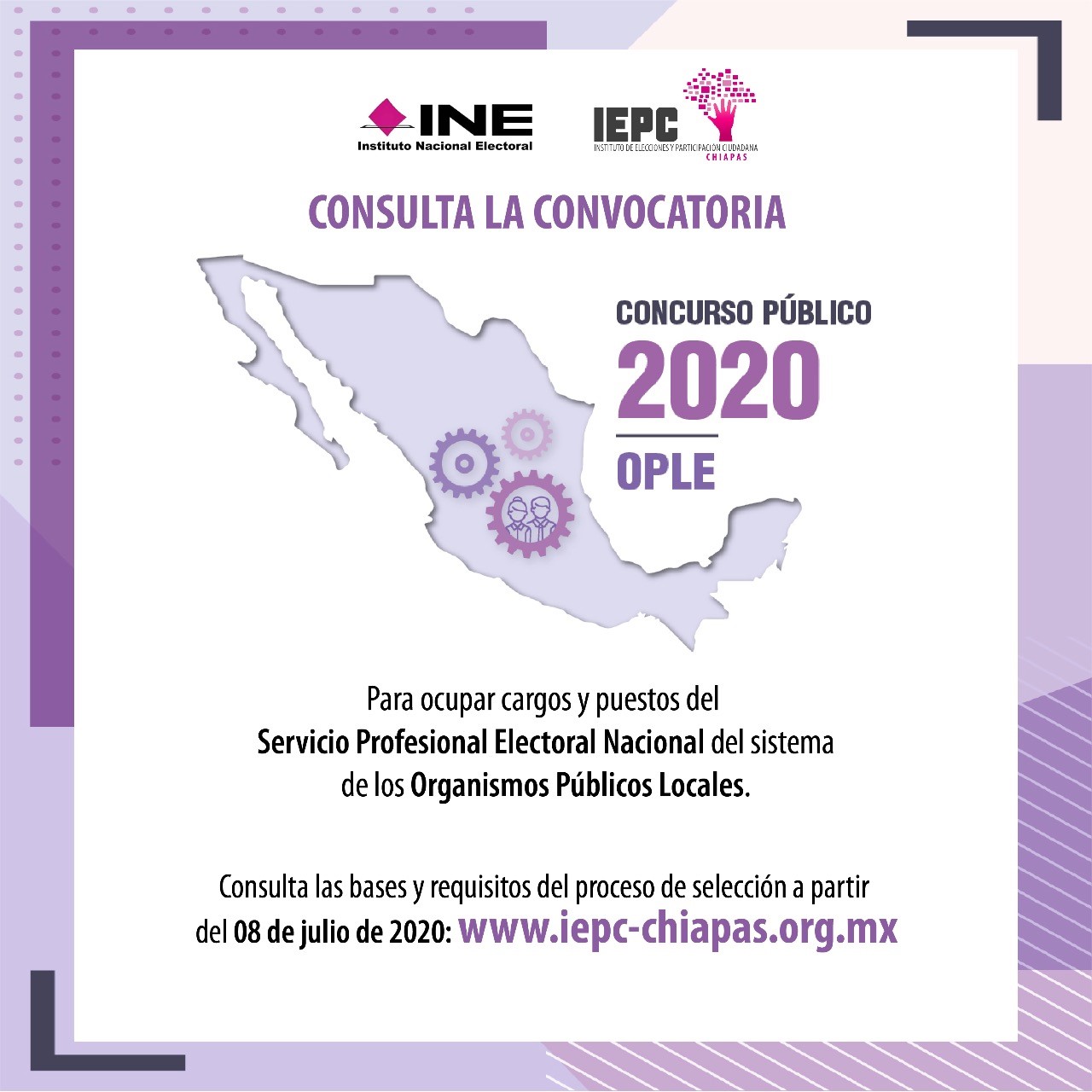 Invitan INE e IEPC a participar en la Convocatoria del Concurso Público 2020
