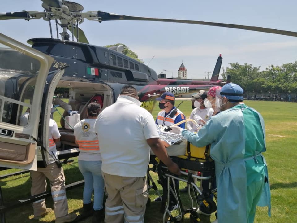 Trasladan vía aérea a herido de gravedad por accidente en Chiapas