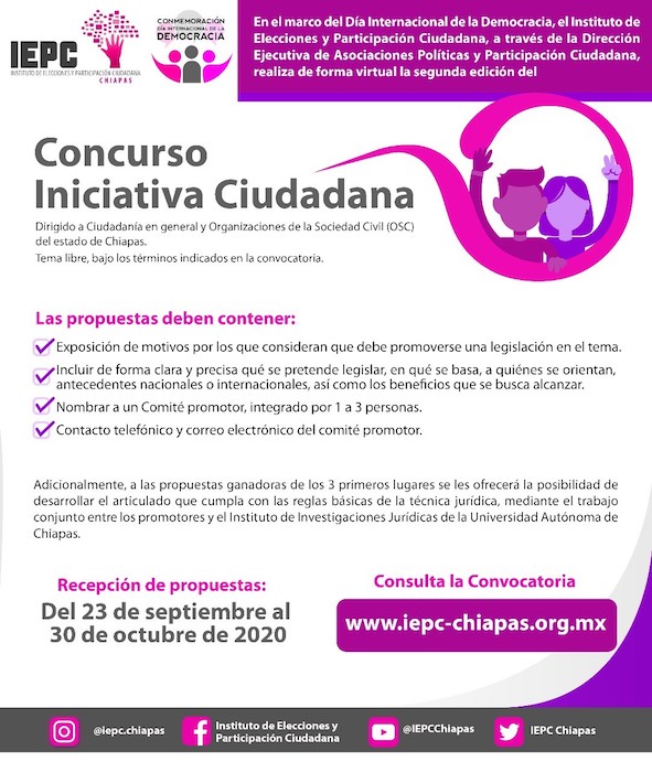 Aún puedes participar en el concurso de Iniciativa Ciudadana, organizado por el IEPC
