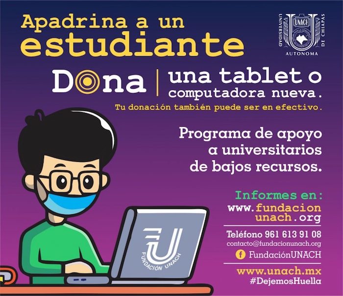 Lanza UNACH campaña de donación de tablets o computadoras para estudiantes de bajos recursos