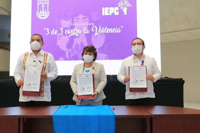Firman convenio IEPC-PJE, para garantizar el cumplimiento del “3 de 3 contra la violencia de género”