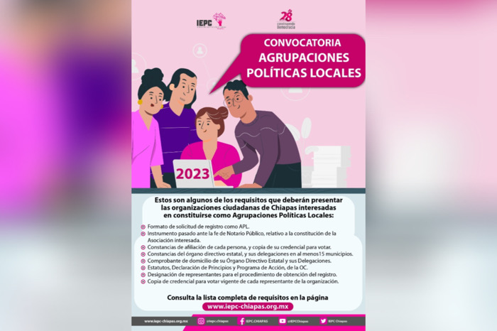 Inicia IEPC plazo de registro para que organizaciones ciudadanas presenten solicitud para constituirse como Agrupaciones Políticas Locales