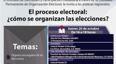 Sedes de las pláticas regionales-IEPC del 20 de octubre