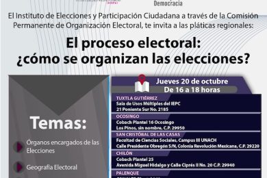 Sedes de las pláticas regionales-IEPC del 20 de octubre