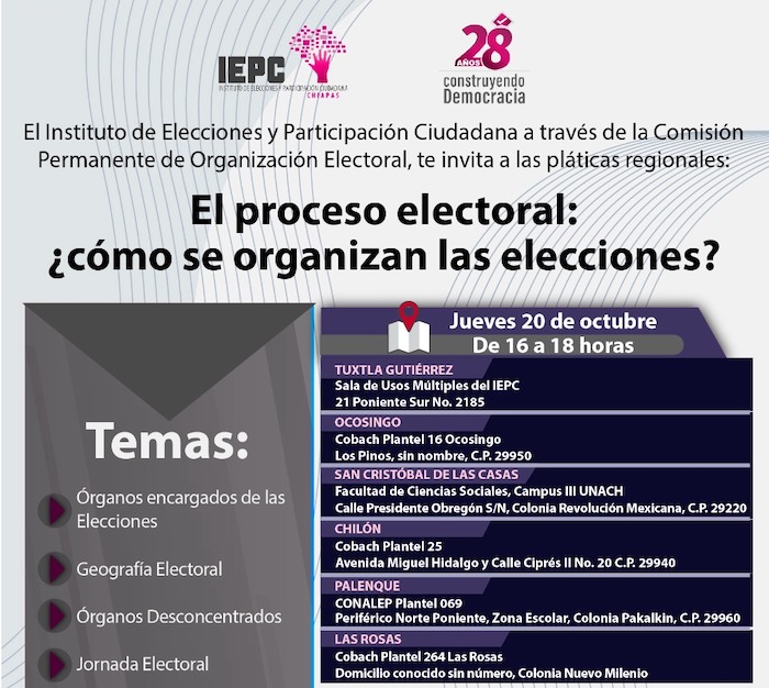 El IEPC lleva pláticas en materia de Organización Electoral a municipios de Chiapas