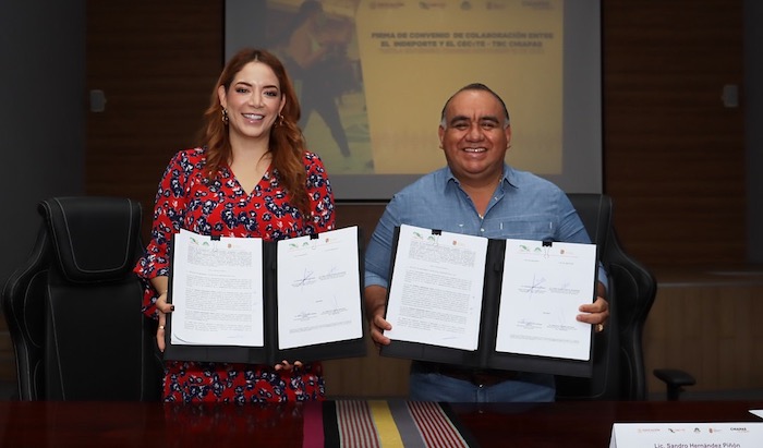 Indeporte y CECyTE Chiapas firman convenio de colaboración en beneficio de las y los atletas