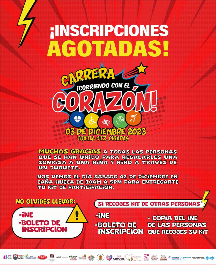 ¡Gracias corredores! Cupo agotado para la 2ª Carrera ¡Corriendo con el Corazón!