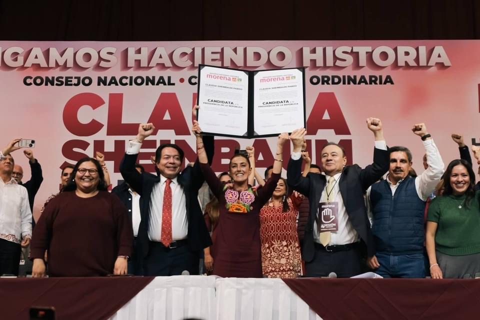 Por unanimidad, el conejo nacional de Morena declara a Claudia Sheinbaum candidata a la presidencia de México