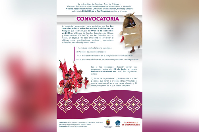 Convocan a las Jornadas Abiertas de Música Tradicional de Chiapas