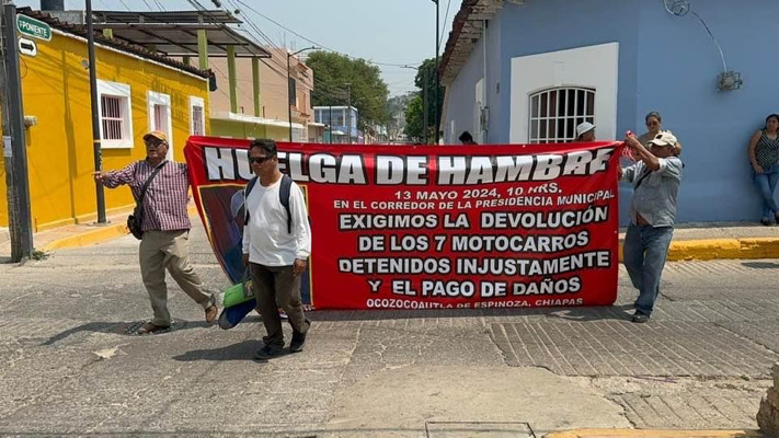 Huelga de hambre en Coita; transportistas exigen la devolución de mototaxis