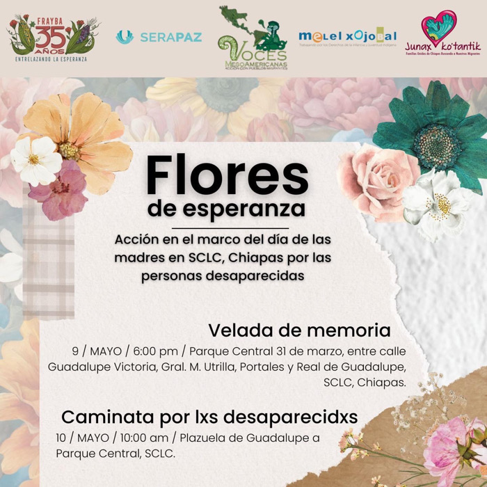 Homenaje en SCLC, con Flores de Esperanza, a personas desaparecidas en el Día de las Madres