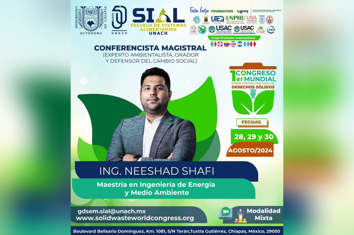 UNACH anuncia participación de Neeshad Shafi como conferencista magistral en Congreso Mundial