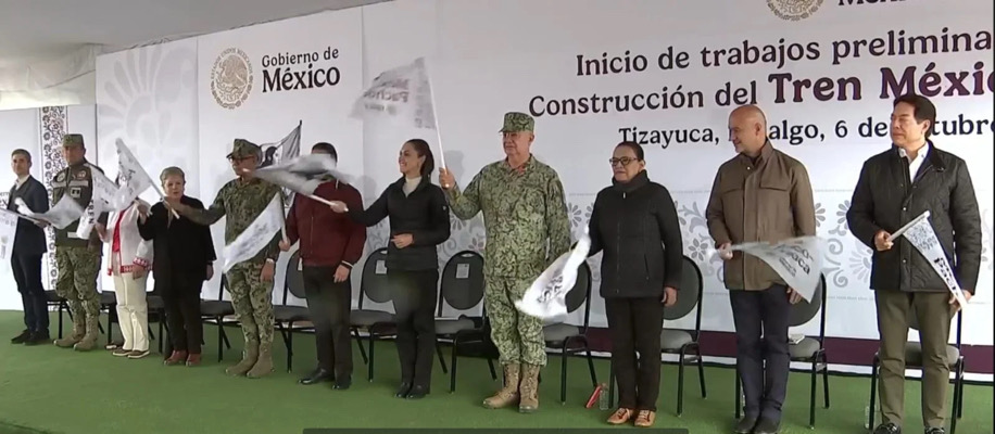 Sheinbaum inaugura inicio de construcción del tren AIFA-Pachuca, a cargo del Ejército