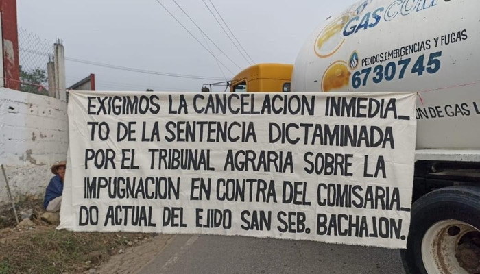 Ejidatarios de San Sebastián Bachajón protestan con bloqueos carreteros