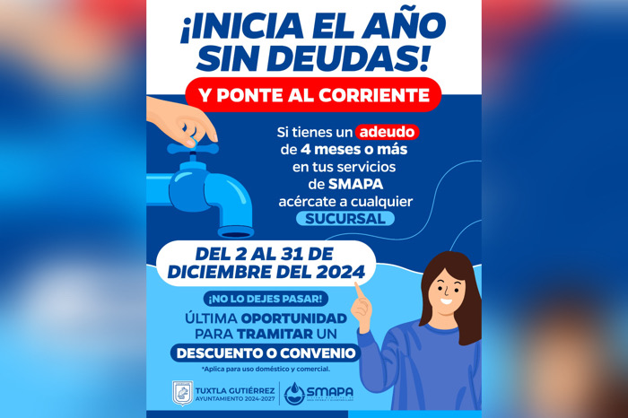 Anuncia SMAPA campaña “Inicia el año sin deudas”