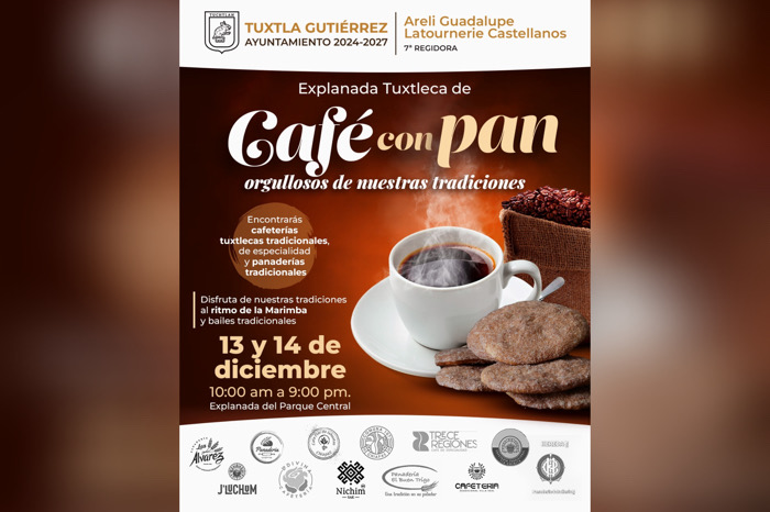 Invita Ayuntamiento a la Explanada Tuxtleca de Café con Pan