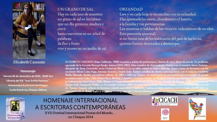 El Movimiento Poetas del Mundo en México organiza XVII Festival Internacional en Tuxtla