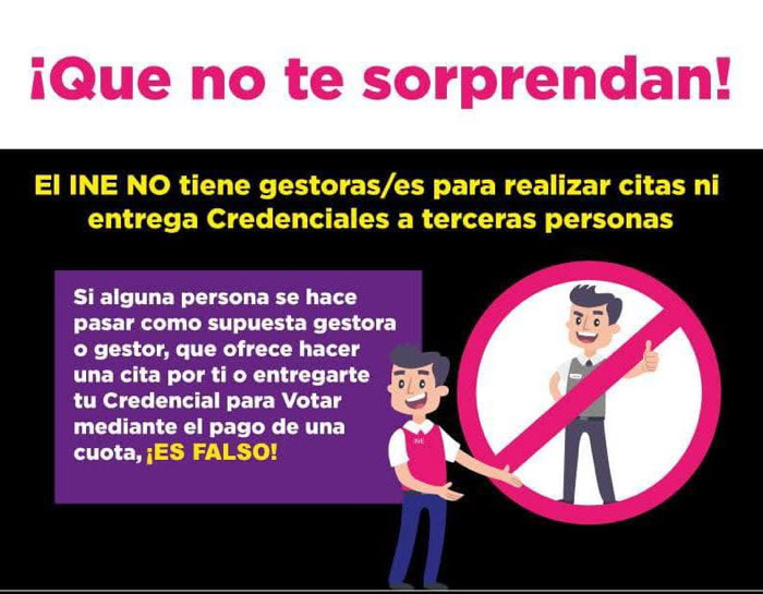 INE Chiapas recuerda que los servicios de los Módulos de Atención Ciudadana son gratuitos