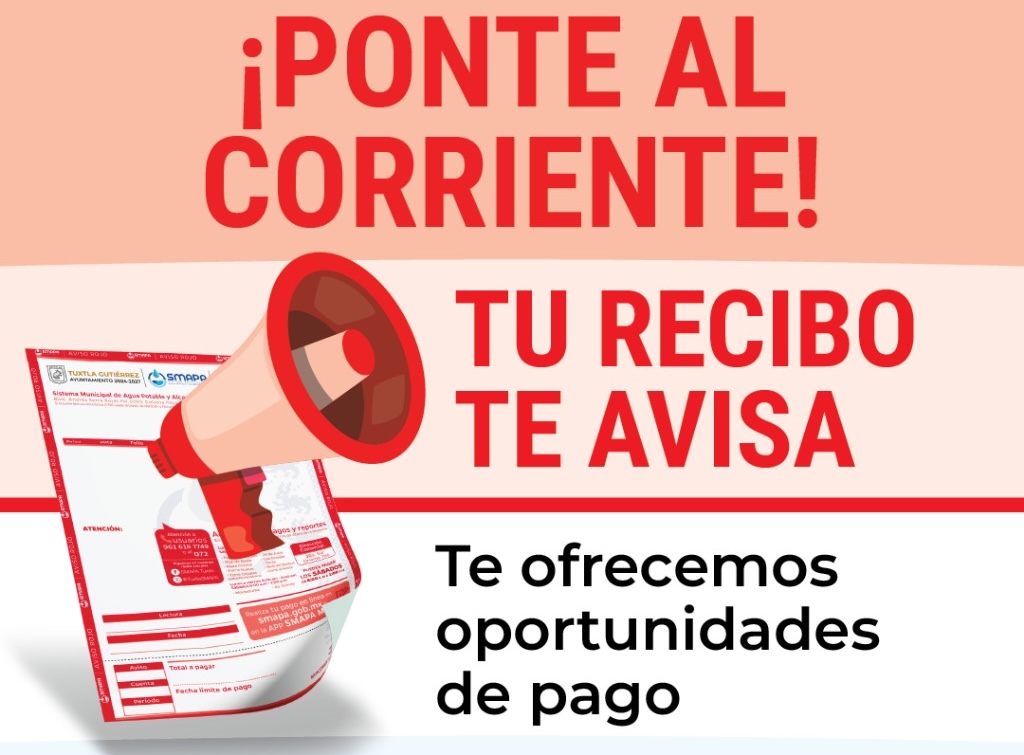Anuncia SMAPA el programa ponte al corriente con tu recibo