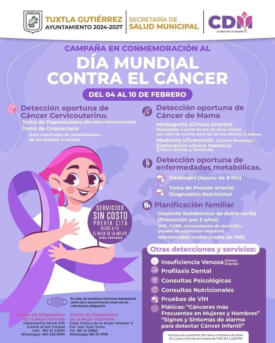 Ayuntamiento de Tuxtla fortalece la prevención del cáncer con atención gratuita