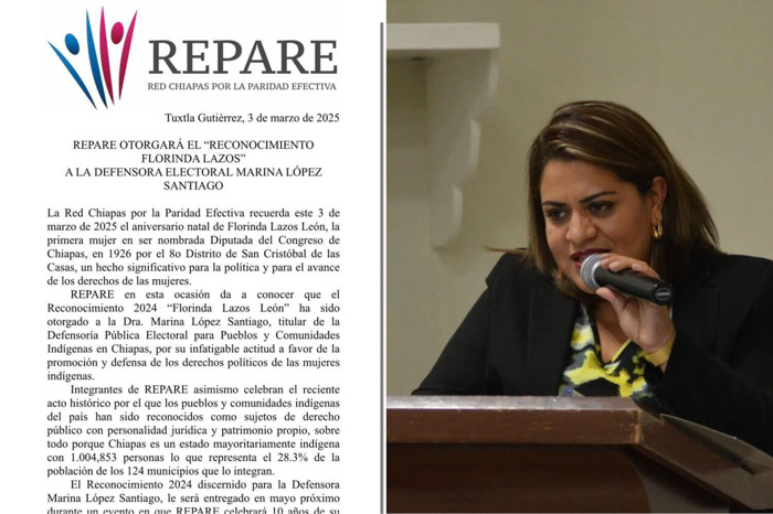 Marina López Santiago recibirá el Reconocimiento Florinda Lazos 