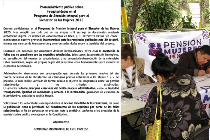 Falta de transparencia en selección del Programa de Bienestar para Mujeres 2025