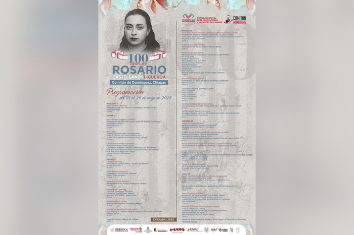 Coneculta y Ayuntamiento de Comitán conmemorarán el centenario del natalicio de Rosario Castellanos