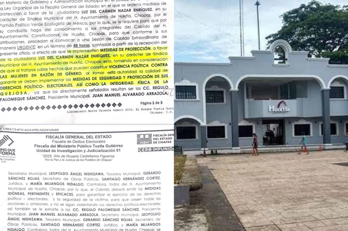 Síndica de Huixtla denuncia violencia política de género por parte del alcalde