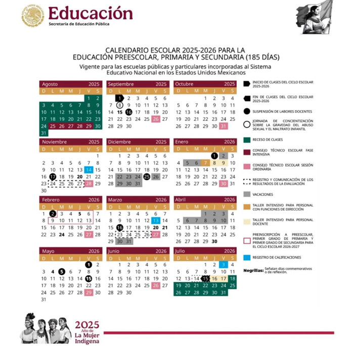 Nuevo calendario escolar para Chiapas 2025-2026