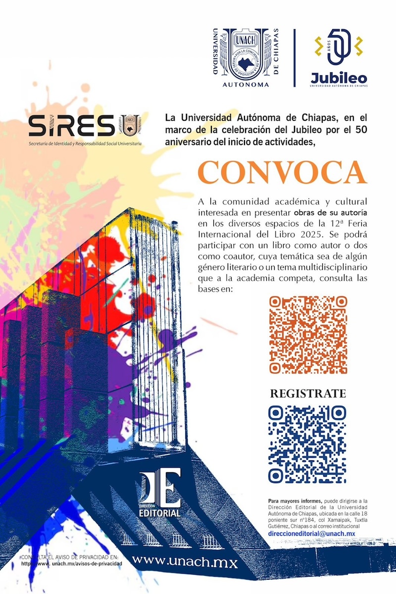 Convoca UNACH a presentar obras en la Feria Internacional del Libro