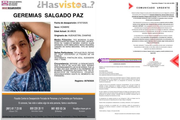 Exigen localizar con vida a Geremías Salgado Paz