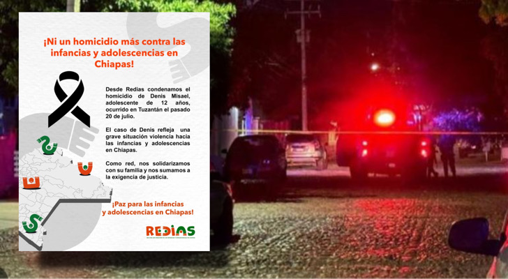 Redias condena infanticidio en Tuzantán; suman nueve asesinatos de menores durante 2025