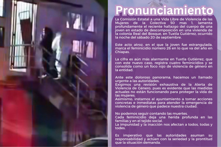 Tuxtla Gutiérrez registra dos feminicidios durante el fin de semana