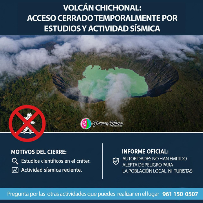 Suspenden temporalmente los recorridos al Volcán Chichonal por estudios científicos y actividad sísmica