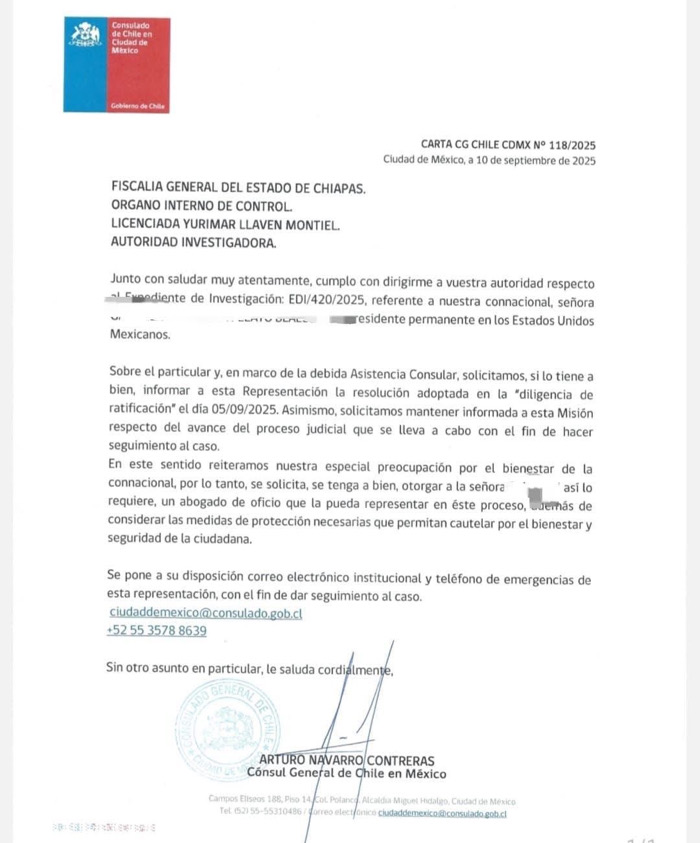 Chile exige protección a connacional en Chiapas