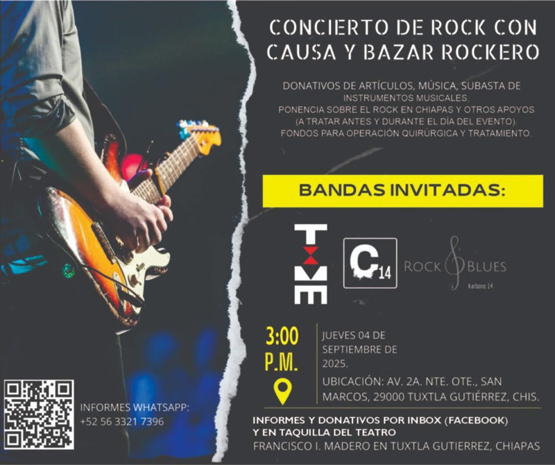 Concierto de Rock con Causa y Bazar Rockero en Tuxtla Gutiérrez