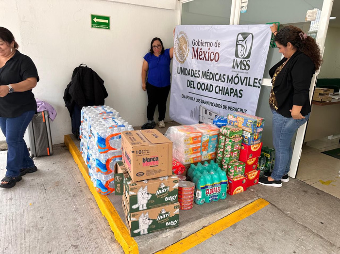 Instala IMSS Chiapas centros de acopio para apoyar a afectados por lluvias