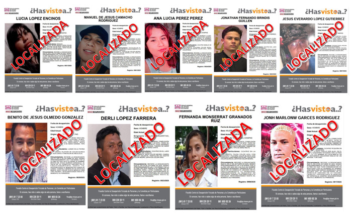 FGE presenta a nueve personas con reporte de No Localizadas en el estado de Chiapas