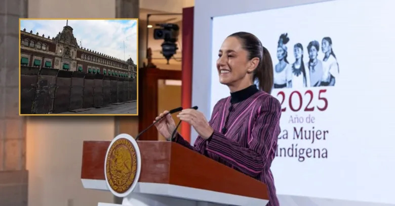 Sheinbaum defiende colocación de vallas en Palacio Nacional
