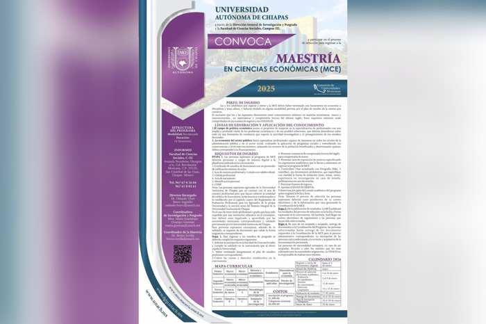 Abierta la convocatoria para cursar la Maestría en Ciencias Económicas en la UNACH