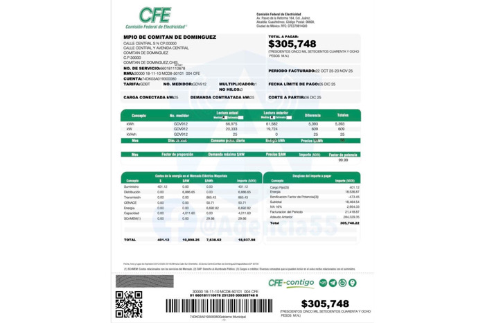 Ayuntamiento de Comitán debe liquidar más de 141 mdp a la CFE en este mes