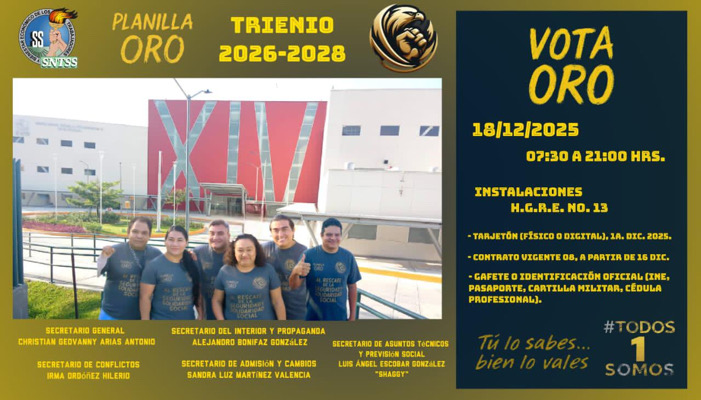 Planilla Oro, listos para hacer efectivos tus derechos sindicales que la ley y contrato colectivo nos otorgan