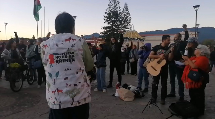 Protestan contra acciones de EU en Venezuela y conflicto en Palestina