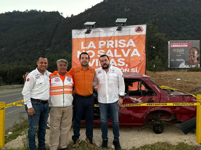 Refuerza Protección Civil de Chiapas campaña “Maneja con Prevención” en tramos carreteros