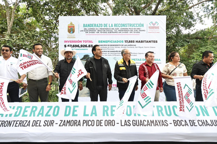 Eduardo Ramírez fortalece infraestructura carretera en Benemérito de las Américas y Marqués de Comillas