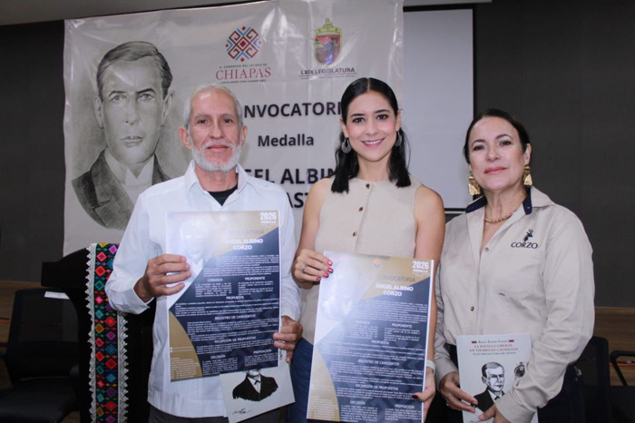 Presentan convocatoria para le entrega de la medalla “Ángel Albino Corzo Castillejo”