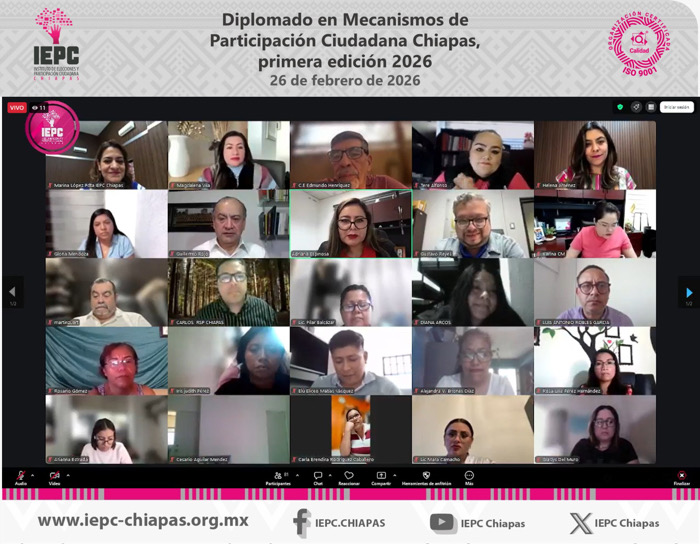 Inicia Diplomado en Mecanismos de Participación Ciudadana organizado por IEPC-UNACH