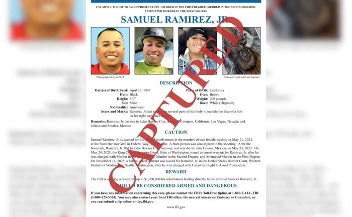 Detienen en Sinaloa a Samuel Ramírez Jr., uno de los fugitivos más buscados por FBI